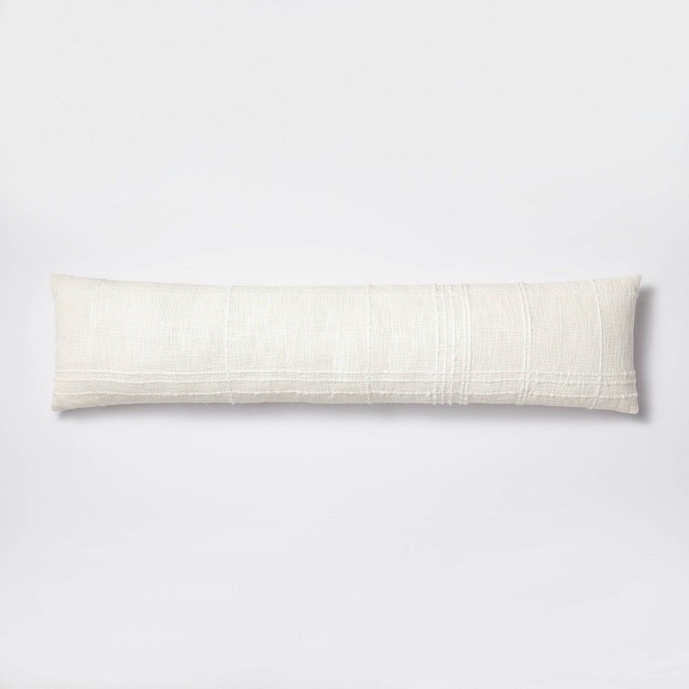 Threshold Studio McGee Lumbar Plaid Throw Pillow Off White Textured New
